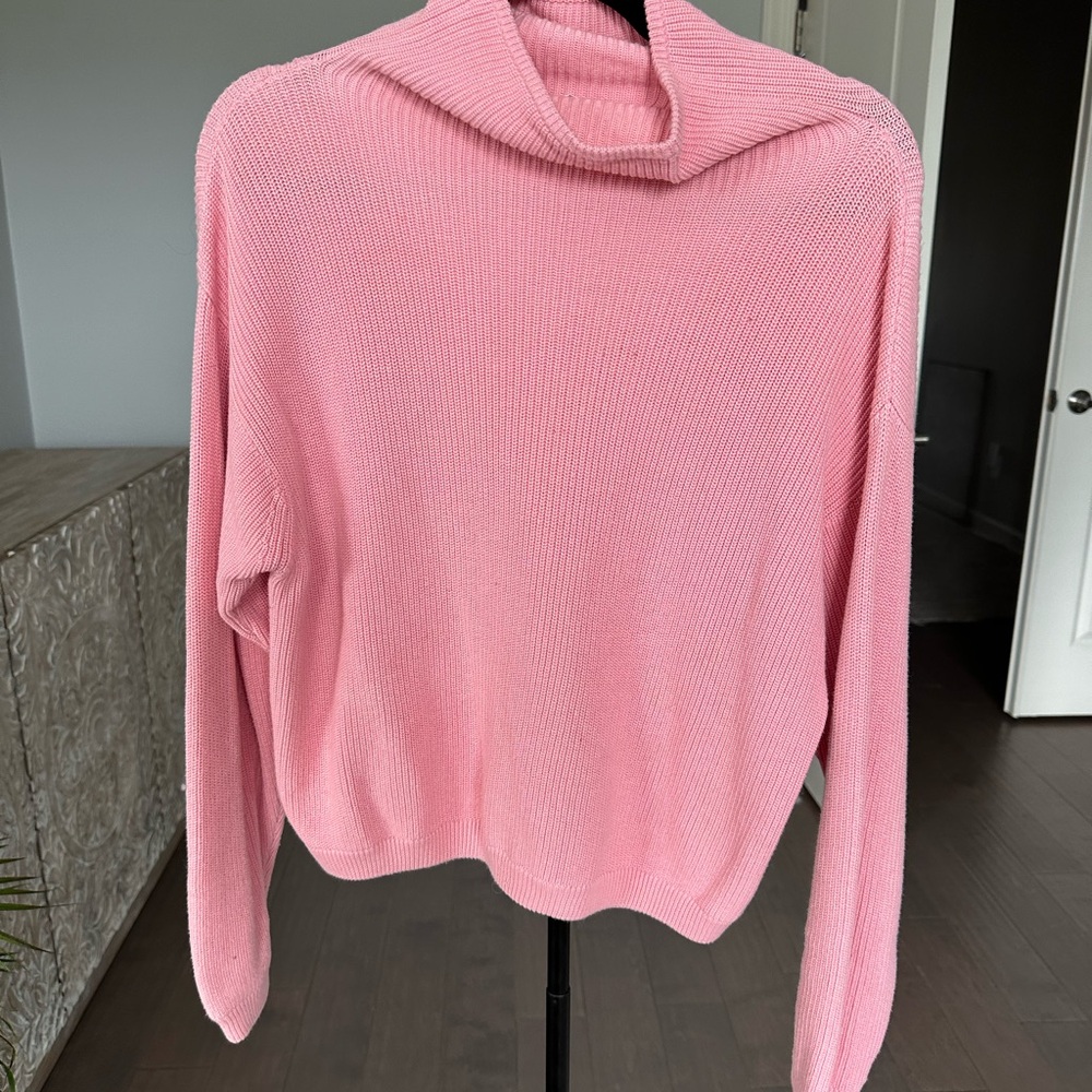 Elegant Pink Women's Cowl Neck Sweater